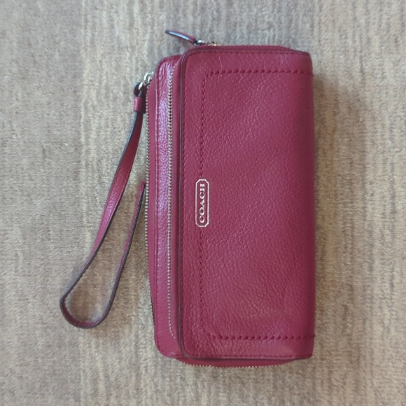 Coach Handbags - Coach Red Leather Wallet/Wristlet